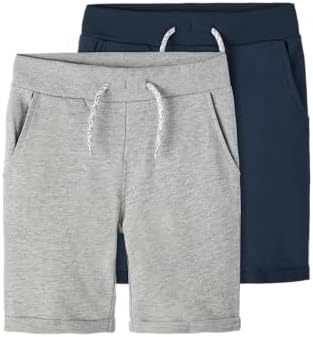 Nkmvermo 2P Long Swe Shorts Unb F Noos, Pantaloncini Bambini e ragazzi, Grigio (Grey Melange /Pack:PACKED WITH DARK SAPPHIRE), 104