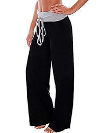 Pantalones de señora con cordón ajustable, con la bandera estadounidense, con pernera ancha y cintura alta