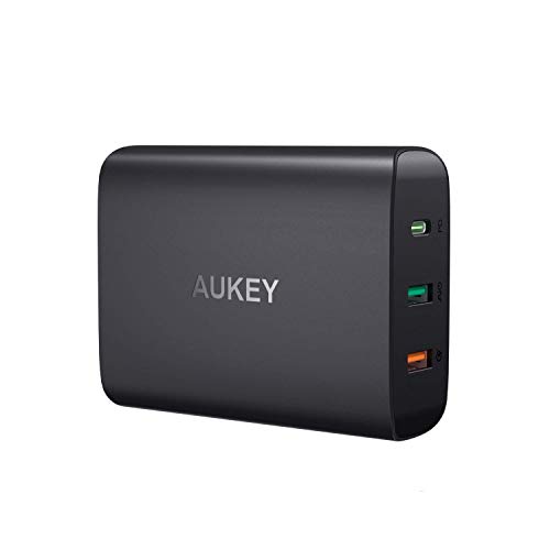 AUKEY USB C Charger with 46W Power Delivery 3.0, 3-Port USB Charger with Quick Charge 3.0, Compatible MacBook, iPad Pro, iPhone Xs/XS Max/XR, Samsung Galaxy S9 / S9+ / Note9, and More