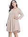 LARACE Women's 3/4 Sleeve Plain Swing Flowy Casual Loose T-Shirt Dresses X-Large Beige