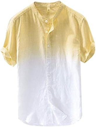 Shirts TUDUZ Men Summer Dyed Gradient Color Cotton and Linen Shirt Short Sleeve Henley Neck Casual Shirts Tops