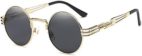 Larvin Torria John Lennon Steampunk Style Round Teashade Sunglasses (Gold, Grey)