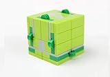 Magic Folding Infinity Cube Fidget Toy (Lime Green) Built with Toy Bricks