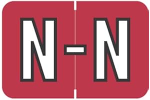 Doctor Stuff - File Folder Labels, Alphabet Letter N, Barkley/Sycom FABKM - BRAM Series Compatible Alpha Stickers, Red, 1" x 1-1/2", 126 Labels/Package