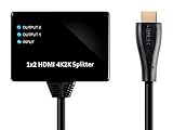 Monoprice Blackbird 4K 1x2 HDMI Pigtail Splitter -Black | 4K @ 30Hz, HDCP Compliant, Gold Plated Connectors, and 10.2Gbps Bandwidth