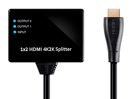 Monoprice Blackbird 4K 1x2 HDMI Pigtail Splitter -Black | 4K @ 30Hz, HDCP Compliant, Gold Plated Connectors, and 10.2Gbps Bandwidth