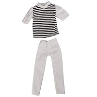 Fashion Design Doll Clothes Wardrobe Makeover Male Dolls Striped T-shirt&Pant Cute Dollhouse Decor