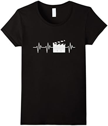 Womens  Clapperboard Heartbeat Funny Filmmaker Film T Shirt Gift Small Black