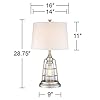 Fisher Nautical Table Lamp with Nightlight Antique LED Edison Bulb Galvanized Metal Cage Drum Shade for Living Room…