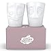 FIFTYEIGHT PRODUCTS TASSEN Porcelain Mug Set No. 2, Cheery & Baffled Face, 11 oz. White (Set of Two Mugs, No Handles)