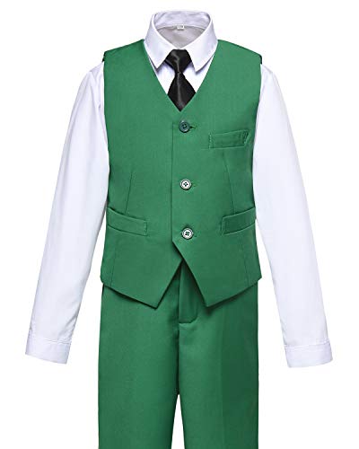 Boys Vest and Pants Set Kids Suit for Boy Formal Tuxedo Dresswear Outfit Green Size 14