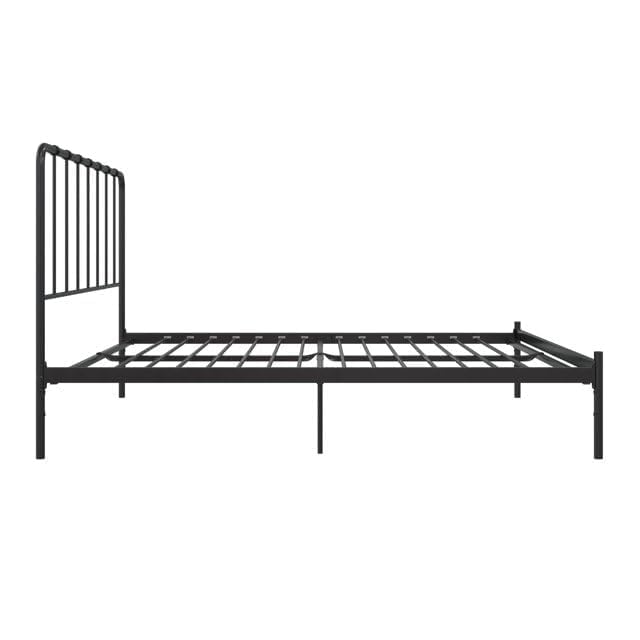 SKY-TOUCH Classic Metal Platform Single Bed Frame - Iron Art Headboard & Footboard, Under Bed Storage, Heavy Duty Iron Metal Platform Bed Frame, Black - 1.5m x 1.9m