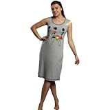 ZECOTEX Nightgown for Women | Printed Sleeveless Short Nightgown | Summer Dress and Night Outfit | Glamourous Nightgowns of Soft Cotton Fabric (GREY, M)