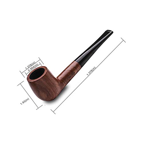Tobacco Pipe Set, Free Boy Handmade Wooden Straight Stem Smoking Pipe with Accessories (Filter Elements, Filter Balls, 3 in 1 Scraper, Pipe Cleaners, Pipe Tip Grips, Bag, Box)