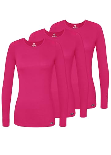 Adar Underscrubs for Women 3 Pack - Long Sleeve Underscrub Comfort Tee - 2903 - Fuchsia - XS at Amazon