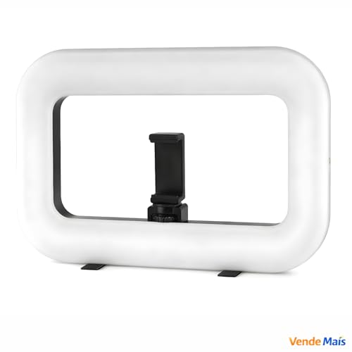 Ring Light LED Portátil com Suporte para Celular Universal e Controle de Luz Fria Quente e Neutra I Iluminador para Selfie Vídeo Foto Maquiagem e Gravação I Vende Mais