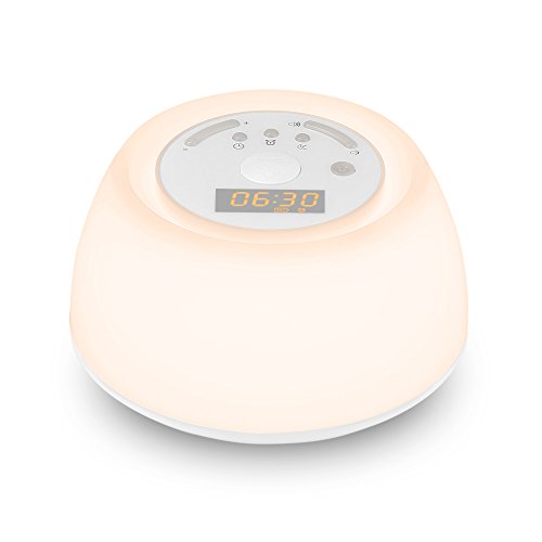 INLIFE Sunrise Alarm Clock with Sunrise Simulation and 4 Natural Alarm Sounds, White Noise Machine with 4 Sleep Sounds, USB Rechargeable 7 Multicolor Portable Night Light