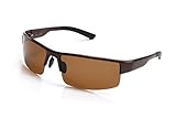 Men Driving Sunglass Polarized Motorcycle Sunglasses For Men Polarized Metal Frame For Cycling (Tea Lens/Brown Frame, 65)