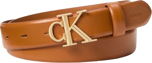 Damen Gürtel Round Buckle 3,0 cm mit Monogramm-Schnalle, Braun (Argan Oil/Antique Light Gold), 80 cm