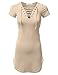 JJ Perfection Women's Short Sleeve Eyelet Lace Up Short Dress