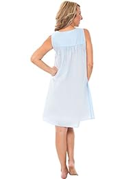 Camisón de césped para dama, 100% algodón, sin mangas, cuello redondo, vestido de dormir
