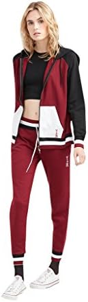 Reckless Girls - Varsity Stacked Zip Sweatshirt - BURGUNDY - Tops - Sweatshirts