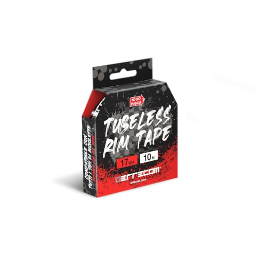 Errecom Tubeless Rim Tape 10 m x 17 mm, Adhesive Tape for Tubeless Conversion, Ultra Resistant, Contains 4 Seal Patches