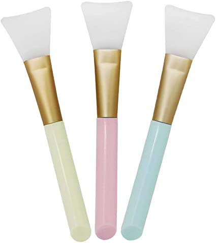 3 Pack Silicone Face Mask Brush - Non Absorbent Dual Ended Mud Mask Applicator Tools for Women - Soft Facial Mask Brushes Set (Multicolor)