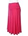 FLORIA Women's Solid Lightweight Knit Elastic Waist Flared Midi Skirt (S-3XL)