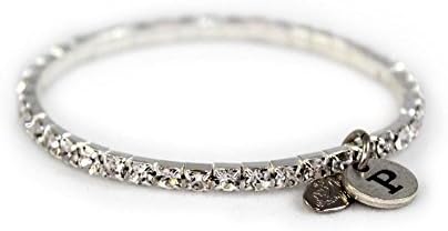 Weiss Crystal Stretch Initial Bracelet - One Size Fits All (P)