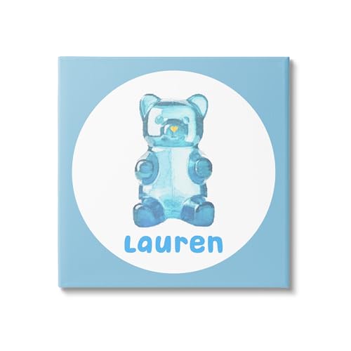 Stupell Industries Blue Gummy Bear Personalized Canvas Wall Art by Daphne Polse…