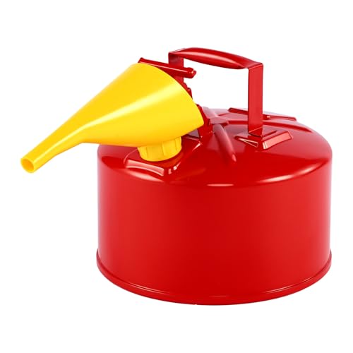 VEVOR SAFETY METAL CONTAINER, 2.5 GALLON TYPE I RED METAL CONTAINER FOR LIQUID MATERIAL WITH STAINLESS STEEL FLAME ARRESTER, SELF-CLOSING LID & PE FUNNEL, CARBON STEEL FLAMMABLE SAVING WITH HANDLE
