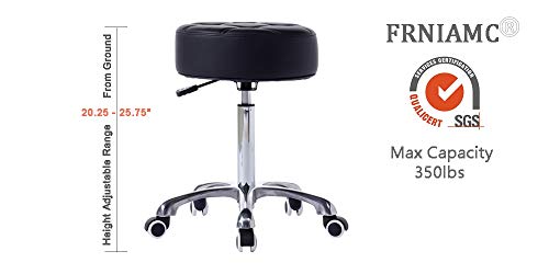 FRNIAMC Rolling Salon Stool- with Wider Comfy Round Seat- Height Adjustable Swivel Heavy-duty Chair with Wheels for Medical Salon Esthetician Artist Studio and Home use(Black)