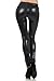 Sakkas Footless Liquid Wet Look Metallic Stretch Leggings - Black/X-Large