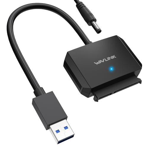 WAVLINK USB3.0 to SATA III Hard Drive Adapter Cable,External Hard Drive Connector for 2.5''/3.5''HDD/SSD, SATA to USB A 5Gbps Converter, Power Adapter Included