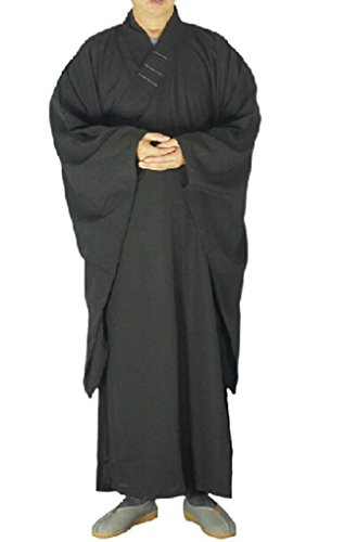 Shanghai Story Shaolin Temple Zen Buddhist Robe Monk Kung Fu Shirt Black 4XL