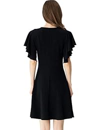 Aphratti vestido de fiesta de cóctel para mujer con mangas de aletas y línea A