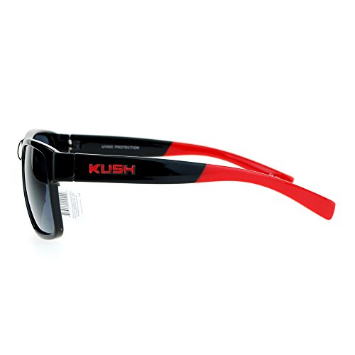 KUSH Sunglasses Unisex Classic Square Plastic Frame UV 400 Black Red