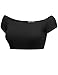 FPT Womens Basic Short Sleeve Off The Shoulder Crop Top BLACK MEDIUM