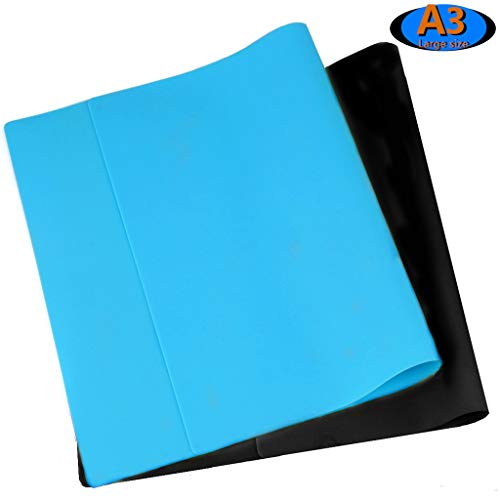 Silicone Sheet Placemats Mat for Crafts Jewelry Casting Molds Pastry,Extra Large Baking Mats ma Nonstick Heat-Resistant, Waterproof,Multipurpose Dough Rolling,Blue & Black