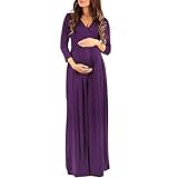 Women's Wraped Ruched Maternity Dress Eggplant Medium