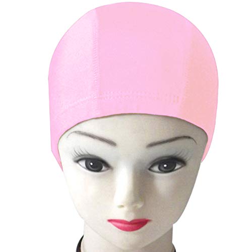 Quality Yes QY 2PCS Bright Yellow And Hot Pink Color Superior Cloth Fabric Bathing Cap Swimming Cap