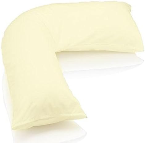 Pricebust] CREAM V SHAPED 100% EGYPTIAN COTTON 200TC THREAD COUNT PILLOWCASE BACK & NECK SUPPORT, MATERNITY, ORTHOPEDIC, V COVER ONLY