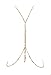 Gold Tone Womens Adjustable Size Crystal Dangling Accent Simple Body Chain Necklace Jewelry IBD1039G