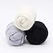 White Merino Wool Roving Top - Loom Weaving Needle Felting DIY Craft Materials Set of 3 Colors (Black,Gray,White) x 1.8OZ 2.2Yards Each