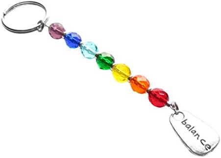 Seven Chakra Balance Charm Czech Glass Beads Zen Reiki Yoga Meditation Key Chain Bag Charm
