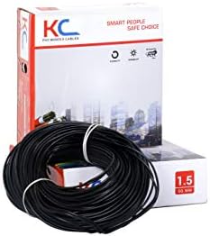 DMT™ KC-Cab FR PVC Insulated 1.5 SQ/MM Single Core Flexible Copper Electric Wire | 90 Meter Coil | (Black, Pack of-1)