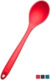 StarPack Premium XL Silicone Serving Spoon (13.5"), High Heat Resistant to 600°F, Hygienic One Piece Design, Large Serving Spoon (Cherry Red)