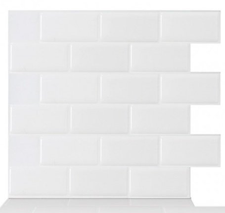 Tic tac tiles peel and stick wall tile in subway white …