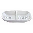 Creative Co-Op Ceramic 2 Section Mr. and Mrs. Ring Dish